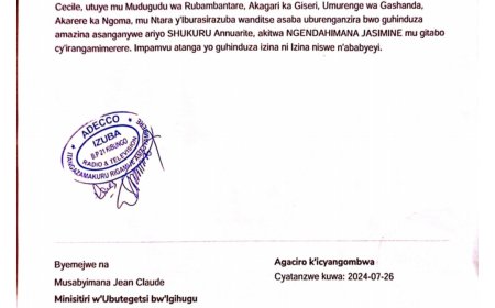 ITANGAZO RYO GUHINDUZA AMAZINA