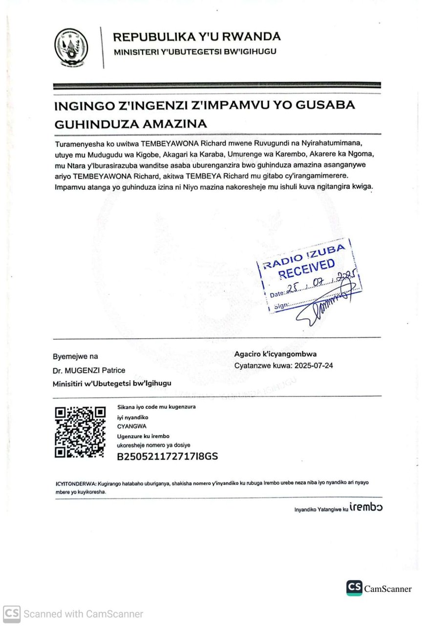 ITANGAZO RYO GUHINDUZA AMAZINA