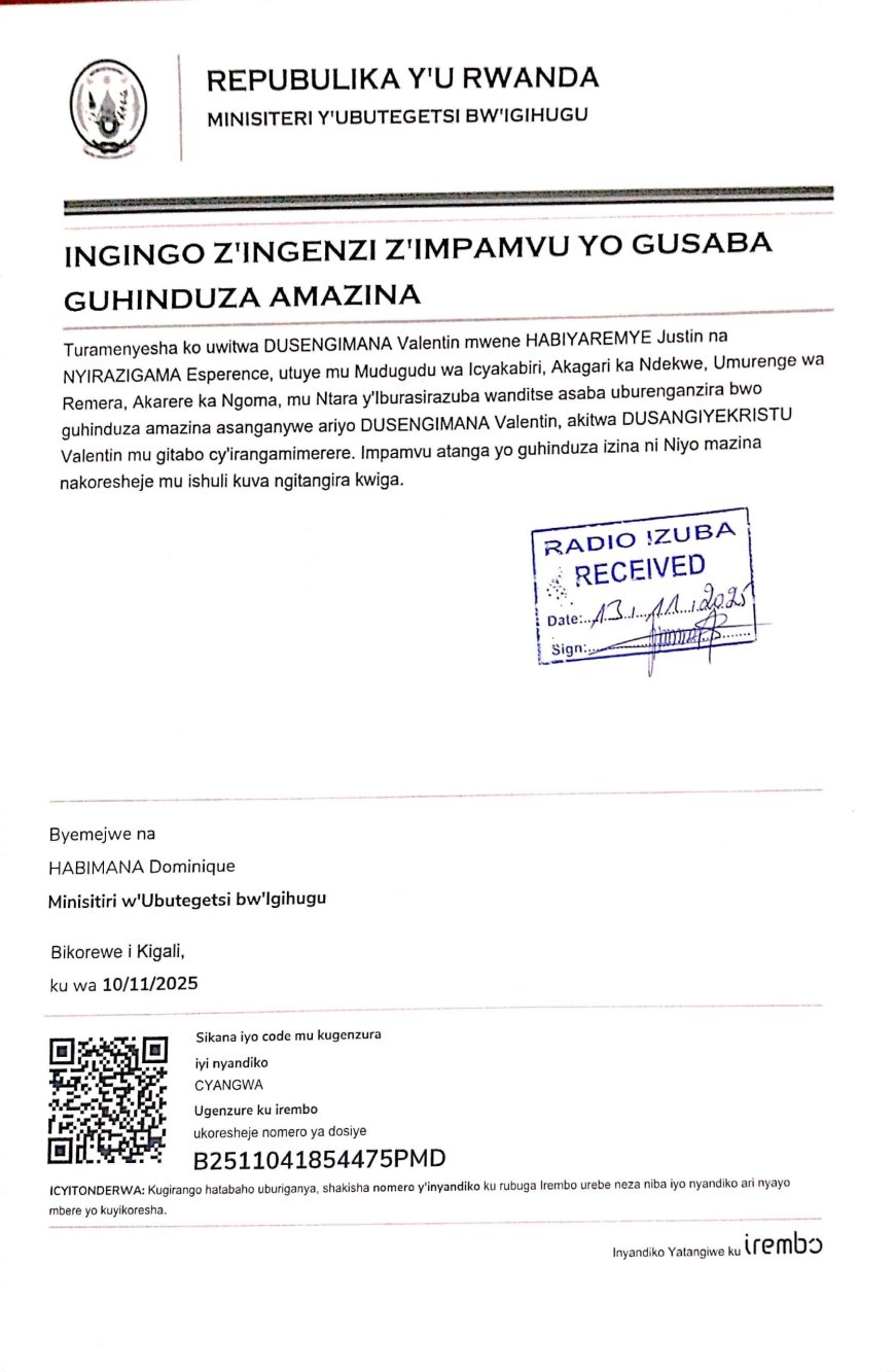 ITANGAZO RYO GUHINDUZA AMAZINA