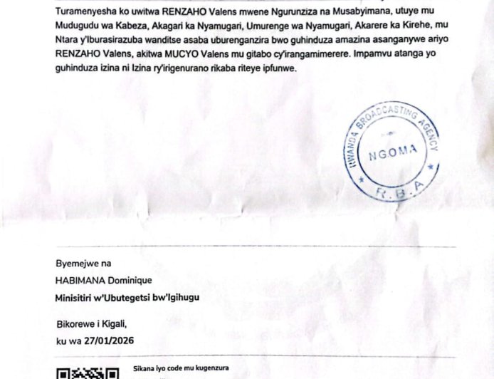 ITANGAZO RYO GUHINDUZA AMAZINA